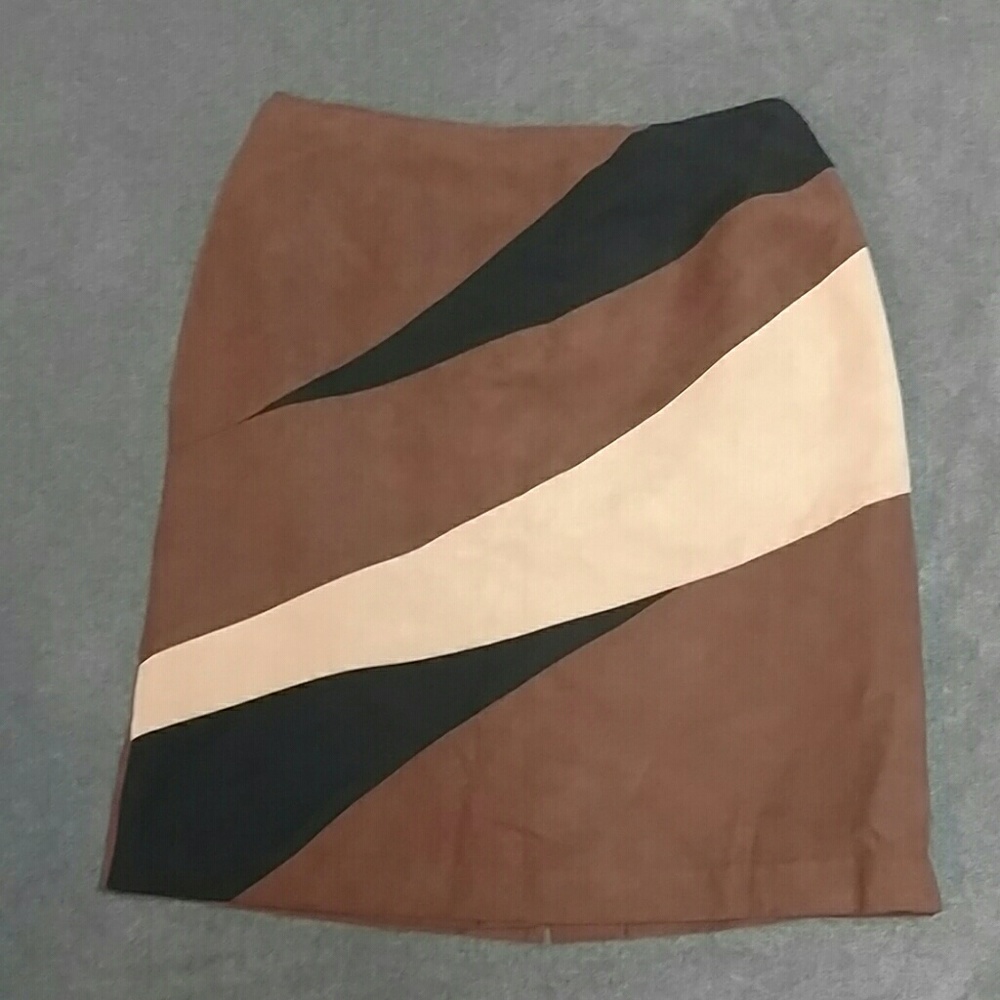 Faux Suede Brown, Tan & Black skirt size 12